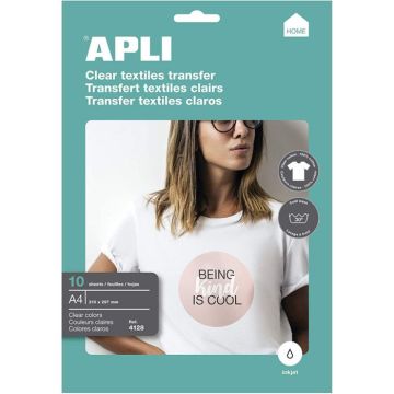 APLI Pochette de 10 Feuilles de Papier de transfert - Pour t-shirt blanc