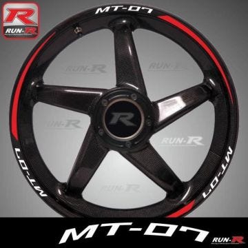 Stickers de jantes Yamaha MT-07 blanc/rouge - pack complet pour 2 roues