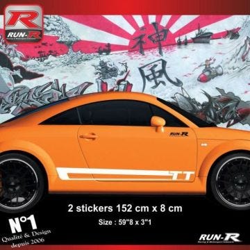 2 stickers bas de caisse pour Audi TT MK1 - Blanc