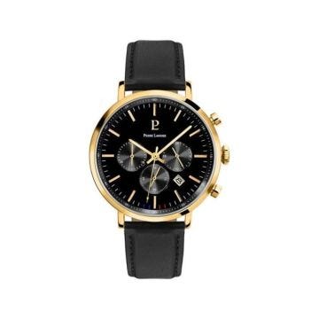 Pierre Lannier Baron Montre Homme Chronographe Acier Doré Cuir Noir 222G033