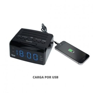 Radio-réveil LED PLL FM 0,5 W - Marque - Modèle - Noir