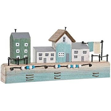 Figurine décorative - DKD HOME DECOR - Modèle standard - Bois MDF - Couleur bleu - Dimensions 38,5x5,8x17,2 cm