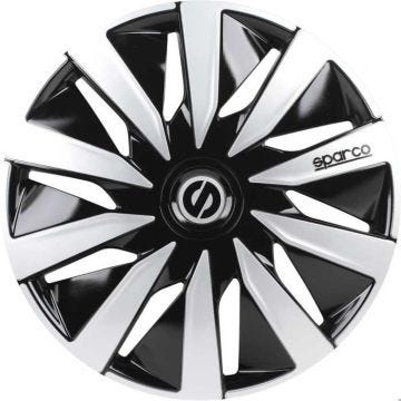 Enjoliveurs - SPARCO - Lazio - 16 pouces - Noir et Argent - Lot de 4