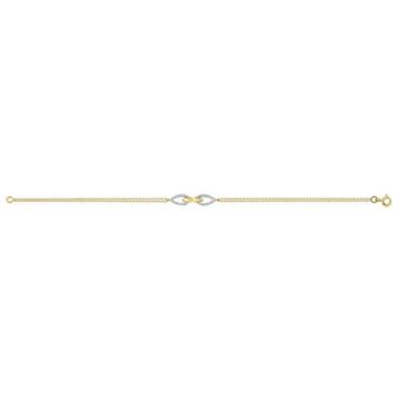 Bracelet femme - BRILLAXIS - Bracelet double rang or jaune pierres blanches - Couleur de la matière:Jaune Taille/Longueur:18 cm