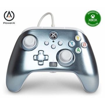 Gamepad - POWER A - Améliorée - Filaire - Argent - Xbox Series X S
