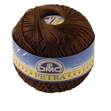 Fil DMC Petra, 100% coton, marron foncé, Taille 5