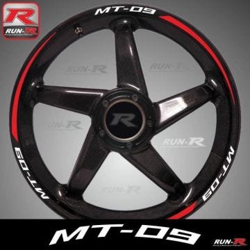 Stickers de jantes pour moto - Yamaha MT-09 - Blanc et rouge - Pack complet