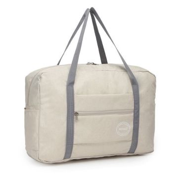 Sac de Voyage 45x14x32cm Valise de Voyage Pliable Sac Cabine à Main en Polyester Bagage Cabine Léger pour Sport Gym Camping Beige
