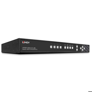 Commutateur écran-clavier-souris/audio/USB 4 ports LINDY - 4K - Quad View KVM Switch Pro