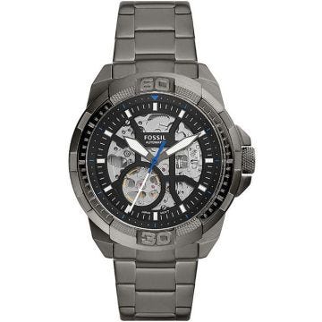 Bracelet acier homme - FOSSIL - Montre automatique Fossil Bronson acier anthracite
