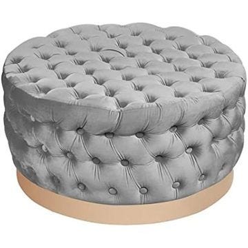 Pouf - DKD HOME DECOR - Modèle S3023068 - Gris - 78 x 78 x 40 cm - Tissu contemporain
