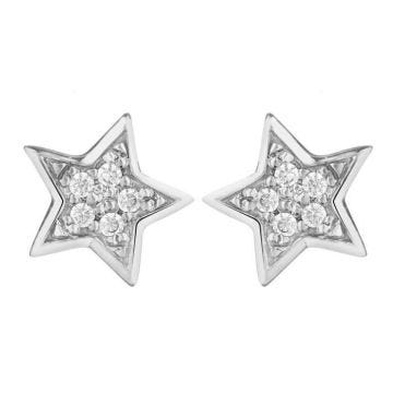 Boucles d'oreilles femme - Brillaxis - Boucles d'oreilles Brillaxis or blanc étoiles oxydes - Couleur de la matière:Blanc