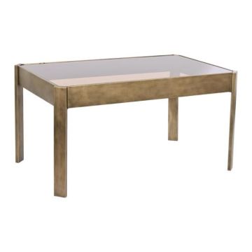 table basse style moderne doré verre, métal 102 cm