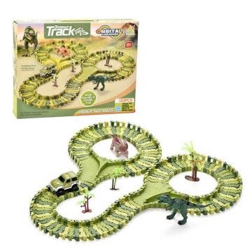 Circuit Voiture Dinosaure Flexible Electrique Jouet, Flexible Circuit de Voiture Jeu Educatif Creation,120pcs