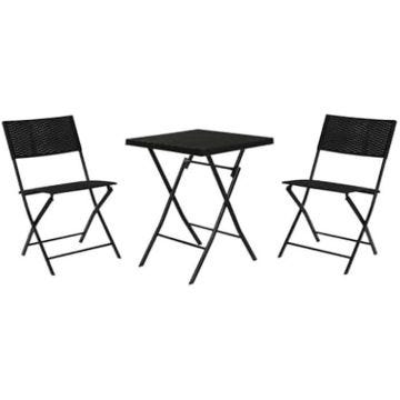 Ensemble de Table - HOME ESPRIT - 2 Chaises - Noir - Métal - 58 x 58 x 71,5 cm