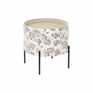 Table d'appoint - LANA DECO - Thyann Noir Métal MDF Blanc - Shabby Chic - Livré monté - 38 x 38 x 39 cm