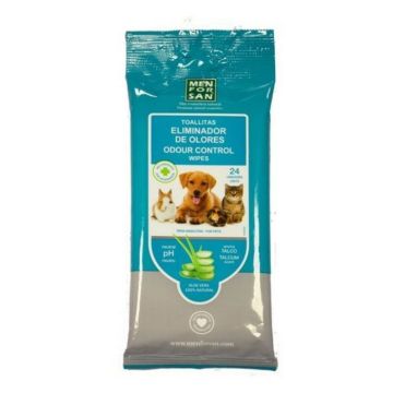 Lingette nettoyante pour animal Menforsan - 54144MFP026336 - lingettes nettoyantes odeur eliminateur talc 24 unites