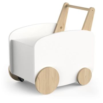 Chariot de rangement à roulettes - FIRMIANA - Style scandinave - Blanc mat / Chêne kronberg - 49,8 x 35 x 52,5 cm - DEMEYERE