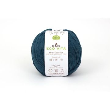 Fil Coton Recyclé - DMC - 3mm - 100g - Tricot et Crochet - Couleur Bleu 008