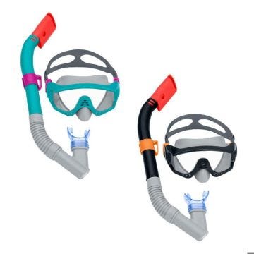 Bestway Ensemble Masque et Tube Adulte avec Soupape de Purge Couleur Assortie +14 Ans Plage et Piscine 24068