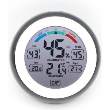 Thermometre Interieur Hygrometre Rond Sans Fil electronique Temperature Humidimètre Station Meteo Numerique Affichage LCD
