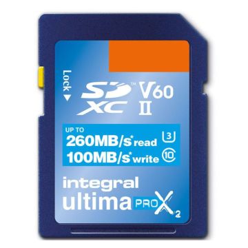 Integral cartes sdhc/xc 256 go ultimapro x2 v60 uhs-II 260w/100r