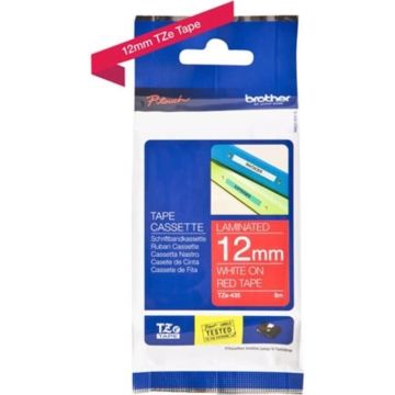 BROTHER Ruban P-TOUCH TZE-435 - Blanc / Rouge - 12mm