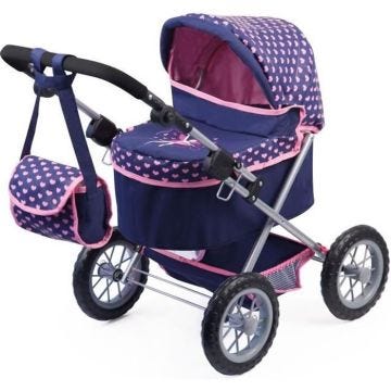 Landau Trendy pour poupée 46 cm - BAYER DESIGN - Guidon réglable - Pliable - Sac à bandoulière et panier inclus