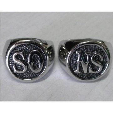 2 chevalieres SONS of anarchy inox ronde SOA biker homme