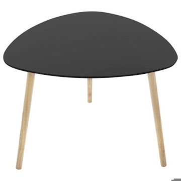 Table d'appoint "Mileo" - bois et hévéa - noir - Noir - Atmosphera createur d'interieur