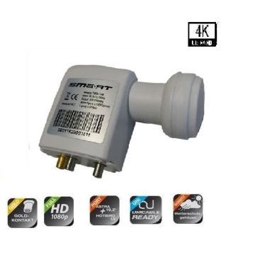LNB Unicable SMART TITANIUM TU82L, 0.1dB High Gain 55dB !! avec 2 sorties Legacy 8 SCR + 2 participants /Filaire LTE blindé / 4K 3D