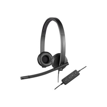Casque Binaural - Logitech - H570e - Noir - USB - Anti-bruit de respiration