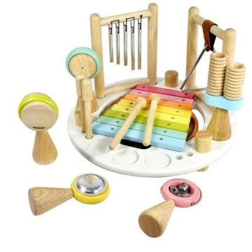 Jeu d'apprentissage - I M TOY - Centre Musical Melody Mix en bois - Couleurs pastel - Découverte des sons