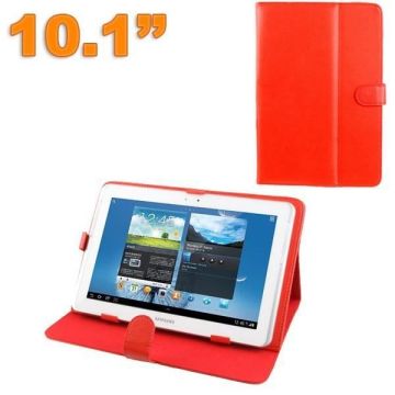 Etui Tablette Tactile Universel 10.1 Pouces Housse Intégrale Support Cuir Rouge Simili Cuir YONIS