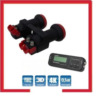 Kit LNB MonoBloc twin Multi degré 2+2 ,0.1dB+ Pointeur de signal satellite numérique DVB-S / S2 HD de poche
