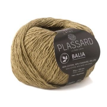 Fil crochet et tricot - PLASSARD - Balia - Kaki 78 - Coton, Chanvre, Lin - Aiguille N°3