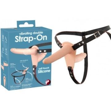 Double Gode Ceinture Vibrant Rechargeable Beige