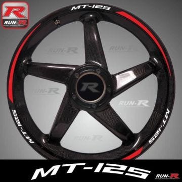 Stickers de jantes Yamaha MT-125 blanc/rouge - pack complet pour 2 roues