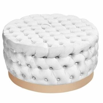 repose-pied blanc polyester bois mdf (78 x 78 x 40 cm)