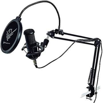 Phoenix Technologies - Microphone condensateur Professionnel Studio, Streaming, Bras articulé réglable, Support Anti-Vibration,