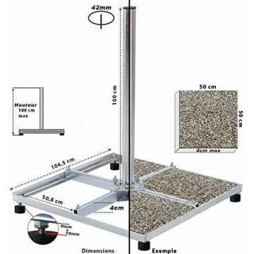 CHASSIS : 4 TRAVERSES DE 50X50CM HAUTEUR 1M - SUPPORT PARABOLE POUR TERRASSE & FIXATION BALCON
