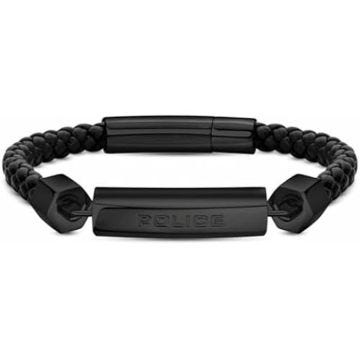 Bracelet pour homme - POLICE - PEAGB2214927 - Cuir noir - 19 cm - Fermoir inclus