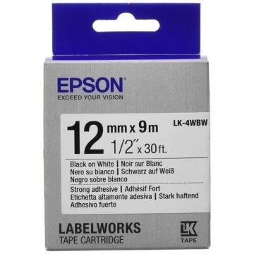 Ruban d'étiquettes EPSON LK4WBW - Noir sur blanc - 12mm