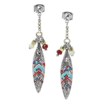 Boucles d'oreille - FRANCK HERVAL - Kaya - Cristal - Matières naturelles - Marron