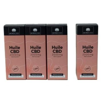 Lot de 4 Huiles CBD 20% / 2000mg (10ml) Premium Full Spectrum MIND CBD (3 flacons achetés + 1 offert)