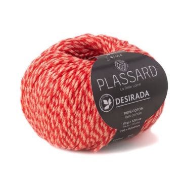 Fil crochet et tricot - PLASSARD - Desirada Corail 50 - 100% coton - Aiguille n°4 - 1 pelote