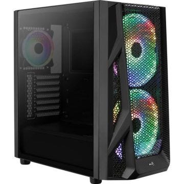 AEROCOOL BOITIER PC AirHawk Duo - Moyen Tour - rétro éclairage RGB - Noir - Verre trempé - Format E-ATX (ACCM-PB19033.11)