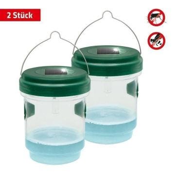 Lot de 2 Pièges à Mouche, Guêpes et Moustique; Attrape Anti-Insectes, Frelons - Solaire avec Lumière LED Aa00049