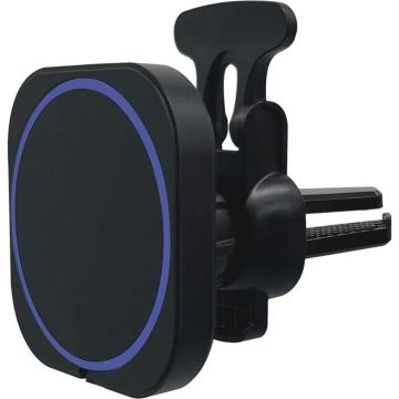 Chargeur à induction 2 en 1 MagSafe 15W avec Support voiture Grille Aération BigBen Connected Noir