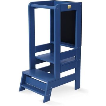 Meowbaby Tour d'apprentissage pour enfants 90x51 cm Bleu | Réglable en hauteur sur 3 niveaux avec ardoise | Tabouret Montessori